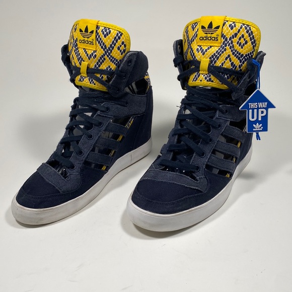 adidas | Shoes | Adidas Attitude Cutout Up Ef Wedge Size 8 Color Navy  Yellow Style D6548 | Poshmark